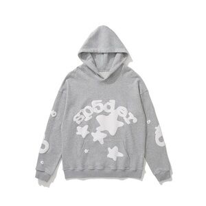 Gray Hoodie with White Star Design